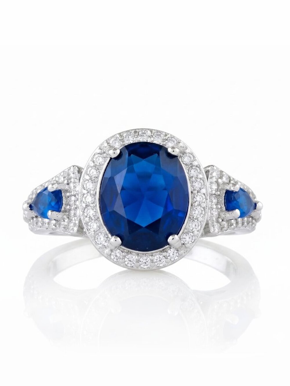 Blue Sapphire Gemstone ring, size 7, 925 Sterling Silver Charmed Aroma